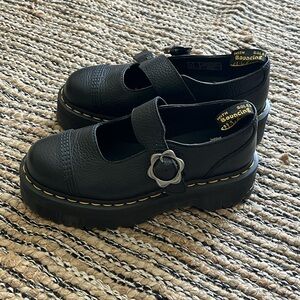 Dr. Martens Black Flower Buckle Shoes